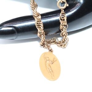 Art Deco 10k Gold Filled Charm Bracelet